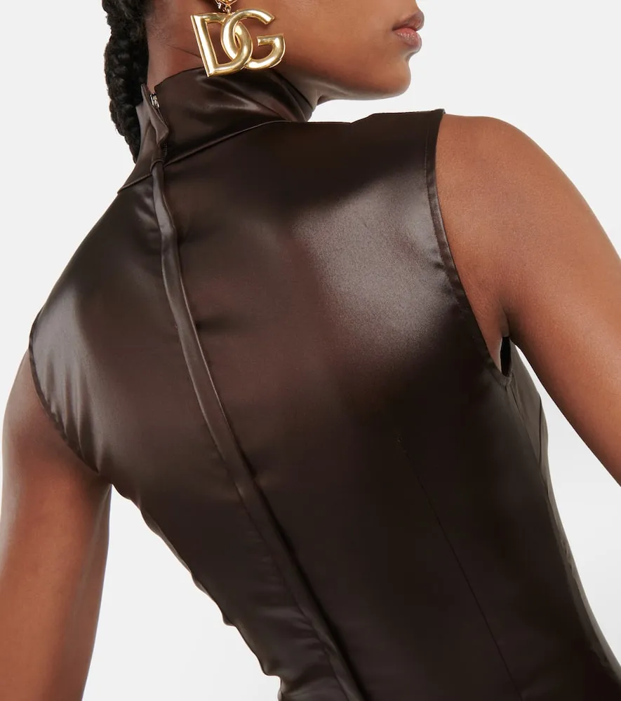 Dolce&Gabbana High-neck satin midi dress