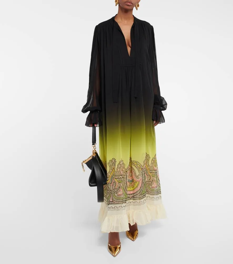 Etro Printed silk maxi dress