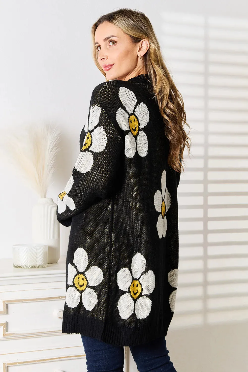 Floral Button Down Longline Cardigan