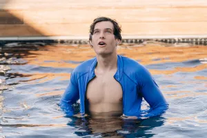 MEN'S ZIP RASH GUARD - BLUE ROYAL