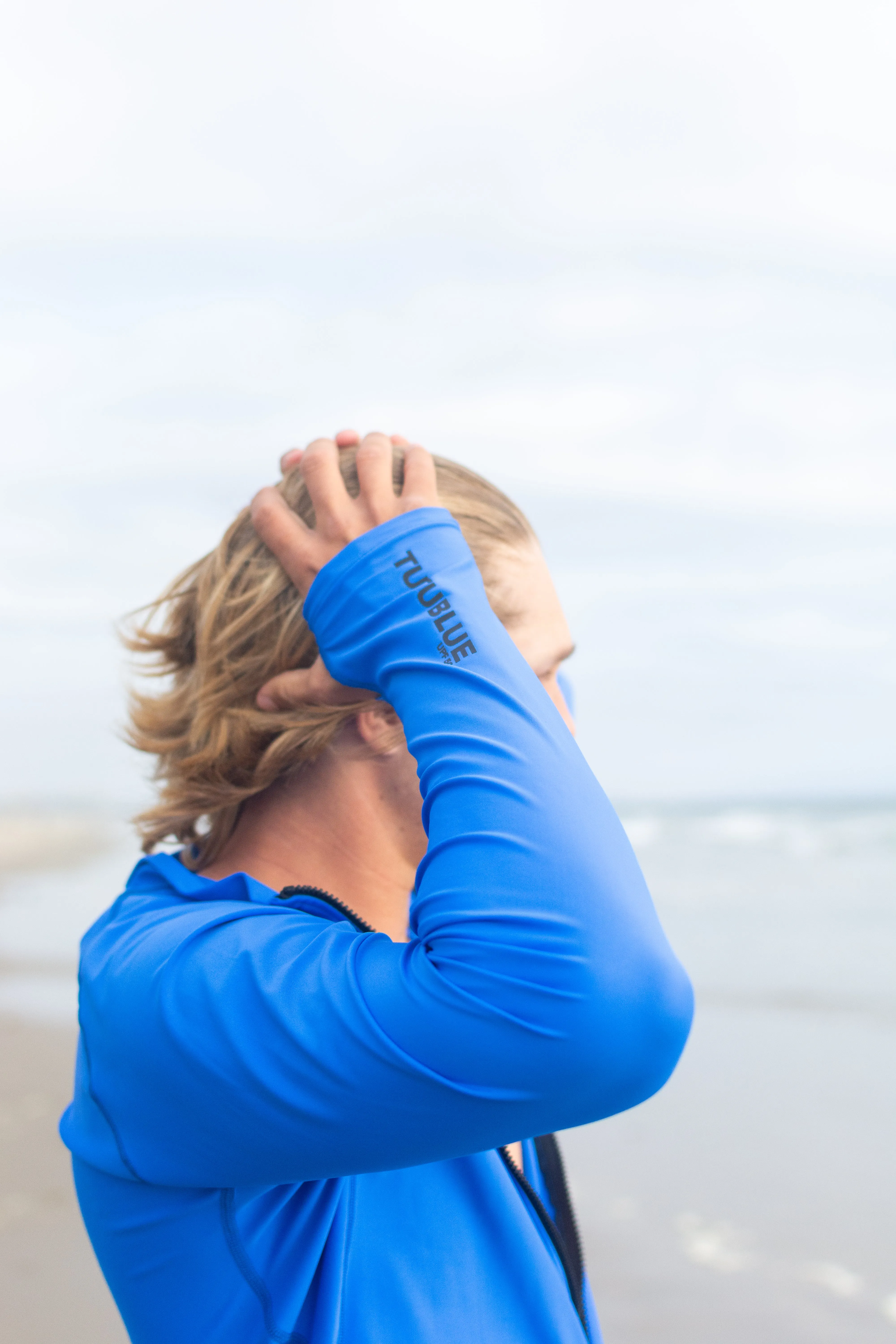 MEN'S ZIP RASH GUARD - BLUE ROYAL