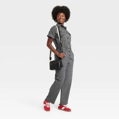 New - Women's Short Sleeve Boilersuit - Universal Thread Gray 6