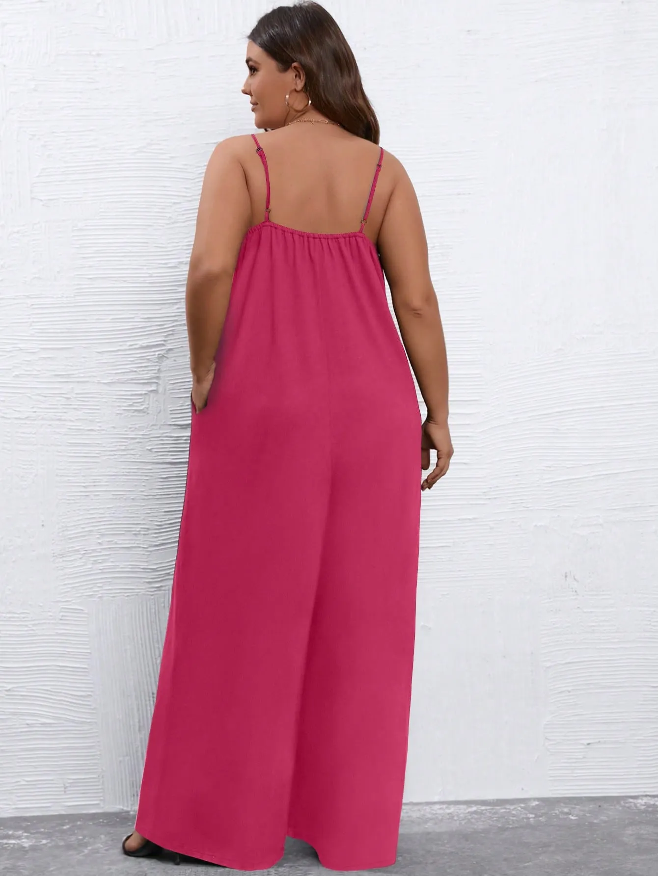 Plus Solid Wide Leg Cami Jumpsuit