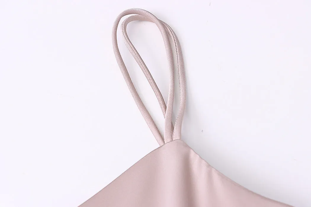 Ribbon Design French Satin Glossy Drape Dress