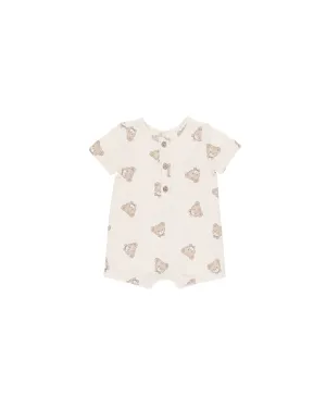 Short Sleeve Woven Romper - Teddy