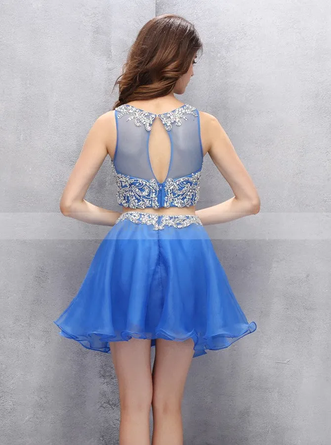 Two Piece Homecoming Dresses,Blue Homecoming Dress,Sexy Homecoming Dress,HC00108