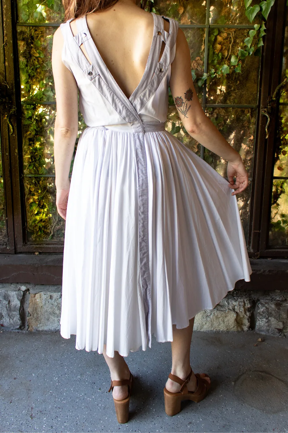 Vintage 1980s Lightweight Wrap Dress with Low Cut Back - Small