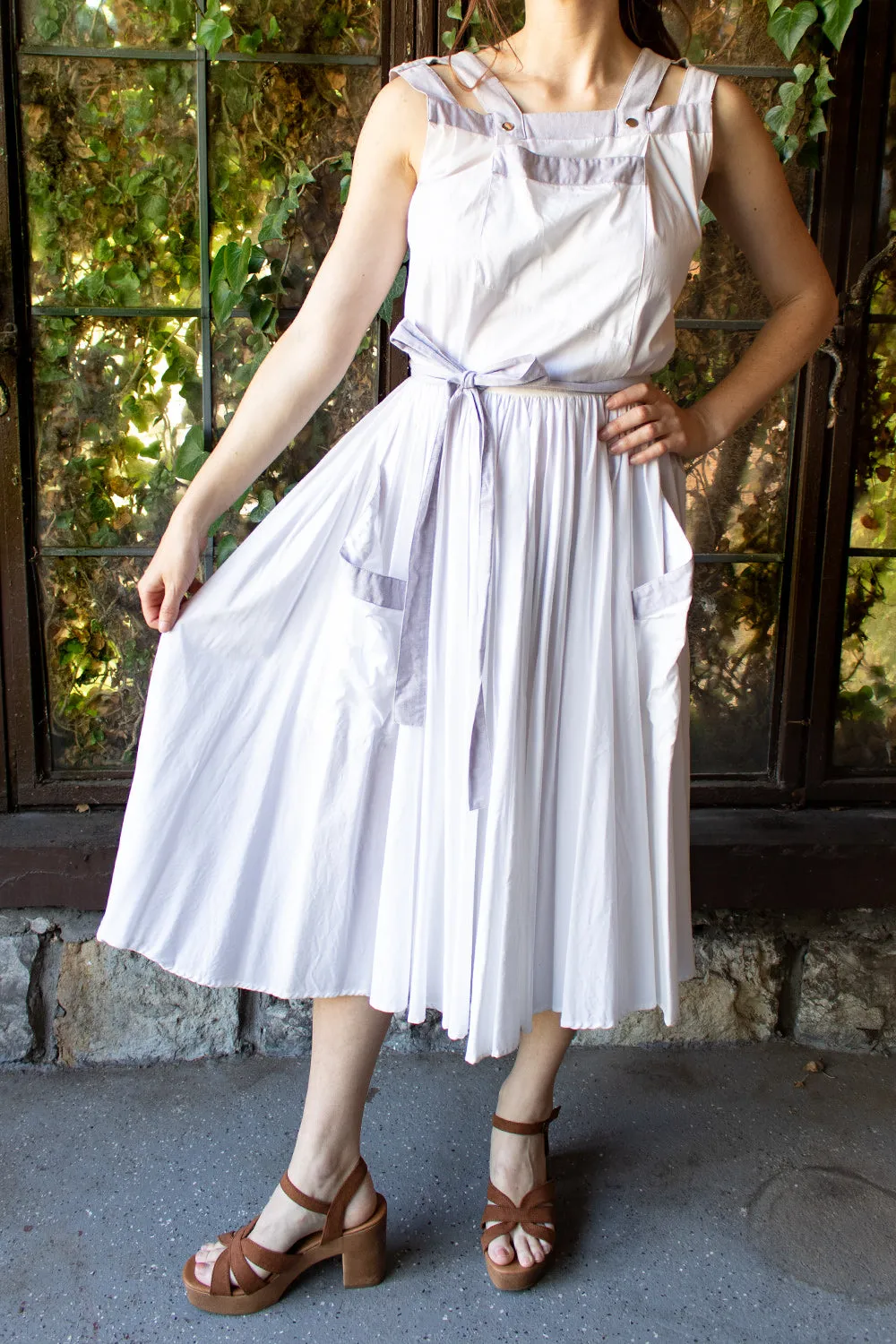 Vintage 1980s Lightweight Wrap Dress with Low Cut Back - Small
